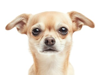 Obraz premium Displeased Face Chihuahua pose, intense stare, isolated against white.