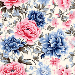Romantic Flowers Seamless Pattern – Blush & Sage Green Floral Background