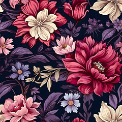 Romantic Flowers Seamless Pattern – Blush & Sage Green Floral Background