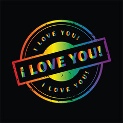 I Love You Pride Rainbow Stamp Vector