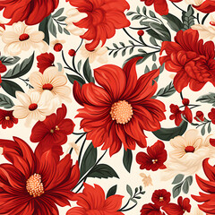Romantic Flowers Seamless Pattern – Blush & Sage Green Floral Background