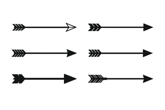 Set of six vector arrow illustrations design graphic resource element clip art