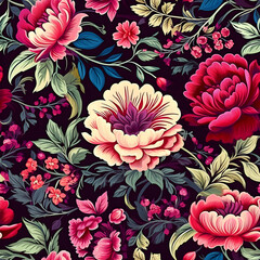 Romantic Flowers Seamless Pattern – Blush & Sage Green Floral Background