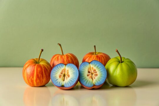 Fresh Elephant Apples (Limonia acidissima) on White Background - Stock Photo