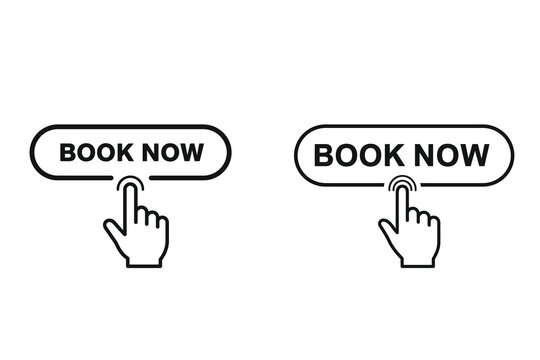Book now button vector graphic design, call to action element for websites