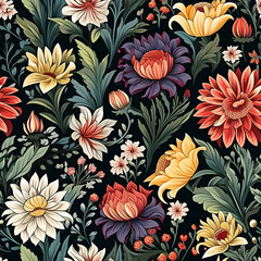 Romantic Flowers Seamless Pattern – Blush & Sage Green Floral Background