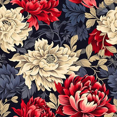 Romantic Flowers Seamless Pattern – Blush & Sage Green Floral Background