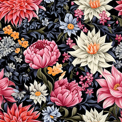 Romantic Flowers Seamless Pattern – Blush & Sage Green Floral Background