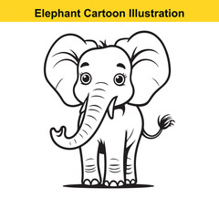 Naklejka premium Standing Cute Baby Elephant Cartoon Illustration