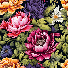Romantic Flowers Seamless Pattern – Blush & Sage Green Floral Background