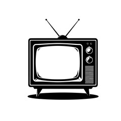 Vintage TV Silhouette with Antennas
