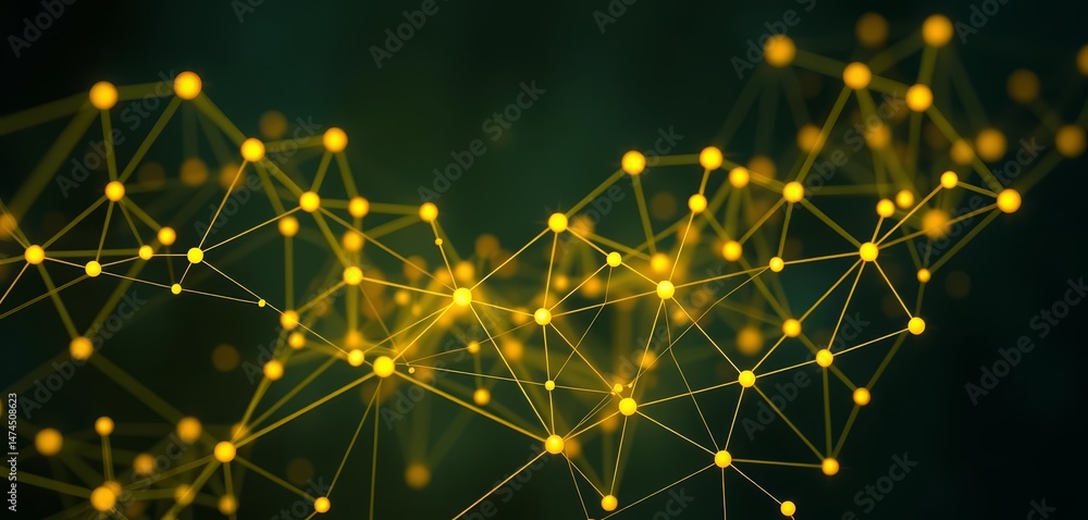 Wall mural abstract network of interconnected lines and nodes forming geometric shapes, background, science
