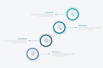 Modern minimalist elegant clean circular 4 steps editable infographic design template vector