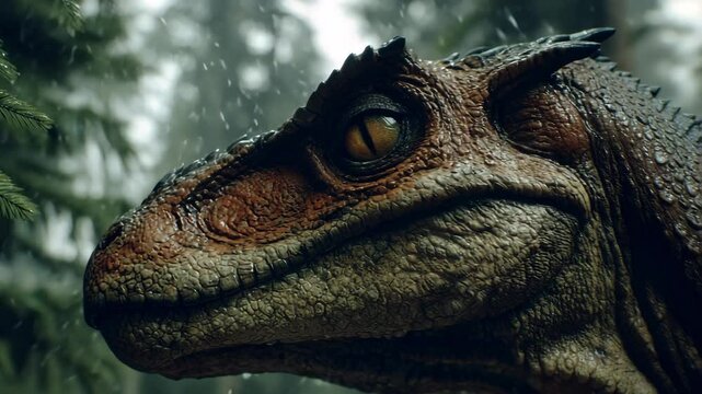 4K Cinematic Scene of Dinosaur Walking in Rainstorm | Prehistoric Jungle Atmosphere with Thunder and Rain | Epic Jurassic Wildlife Moment