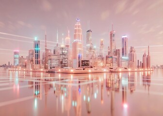 Futuristic HUD Interface: Surreal Cyberpunk Cityscape Overlay