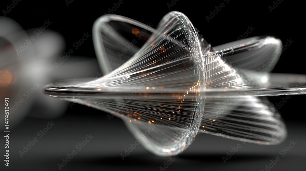 Poster abstract glass shape spinning motion 3d rendering animation