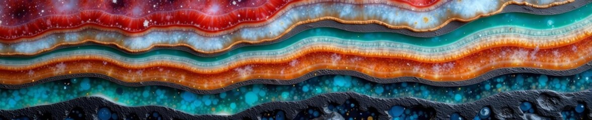 Obraz premium Close-up of onyx stone layers with contrasting colors and veining, layers, close-up, veining