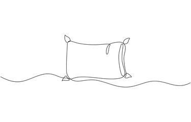 Pillow continuous one line drawing, One single line drawing of a pillow, Pillow Line Icon, Outline Symbol Vector Illustration, One single line drawing of a pillow on a white background.