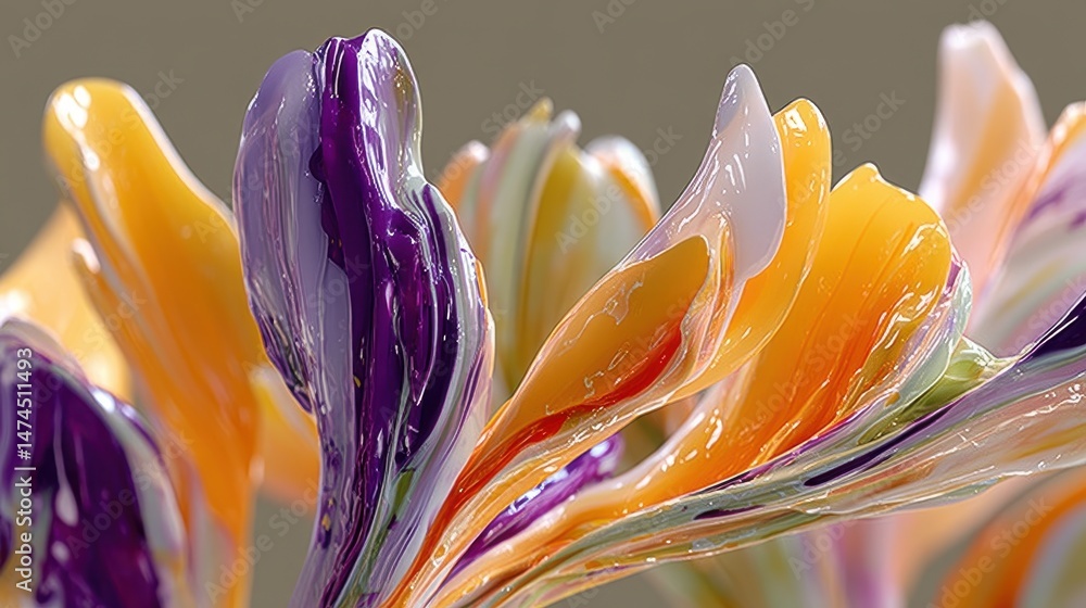 Aufkleber abstract glossy shape with fluid colors generative ai.stock image