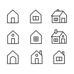 Set of Hand-Drawn House Icons – Minimalist Home Symbol Collection