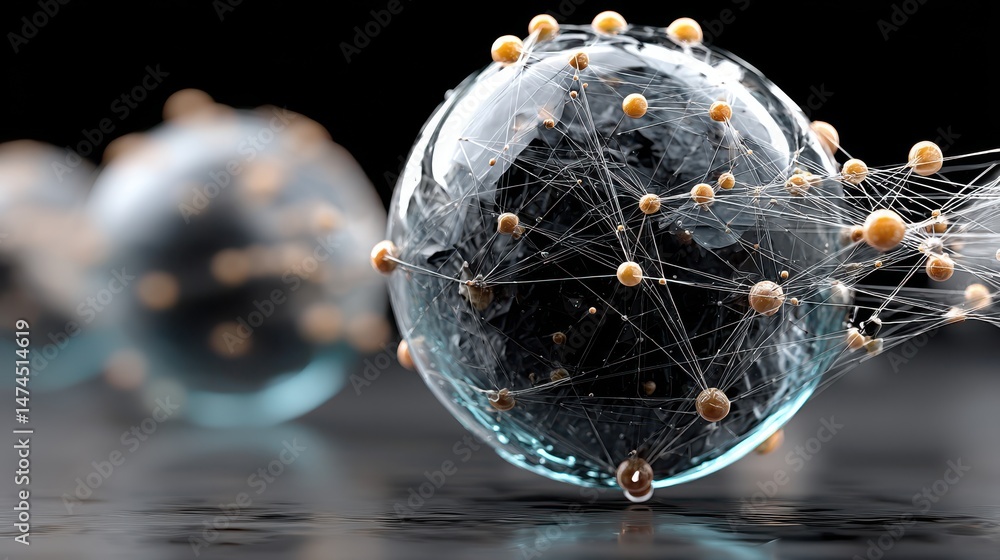 Poster abstract sphere background with plexus effect 3d surface,photo stocks