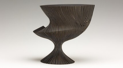 Modern Art Design of Unique Sculptural Chair with Intricate Linear Patterns