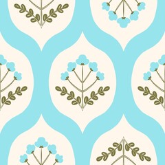 Seamless watercolour and unique floral pattern background for covers, notes, Soft backgrounds colour. Watercolour art work. Flower stalk. Pink blue yellow flower.