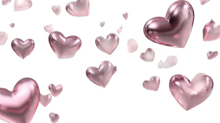 Fototapeta premium Pink Heart-Shaped Confetti Isolated on White Background – Festive Love Decoration for Valentine's Day, Parties, and Celebration Events