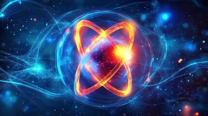 Obraz premium Nanotechnology. Abstract Physics Atom Proton Particle. Light Plasma Ball. Science Microscope Background. Virus Cell. Medical Science and Tech Inspired Abstract Background. Vector Illustration.