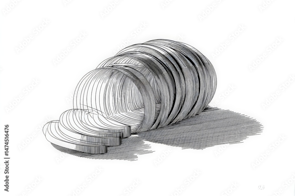 Fototapete Intricate wire sculptures arranged in a visually striking pattern showcasing depth and shadow