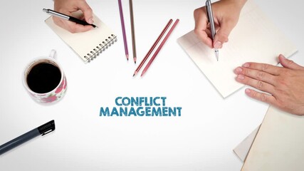 CONFLICT MANAGEMENT APPROACHES Concept. The Meeting at the white Office Table. 4K Video