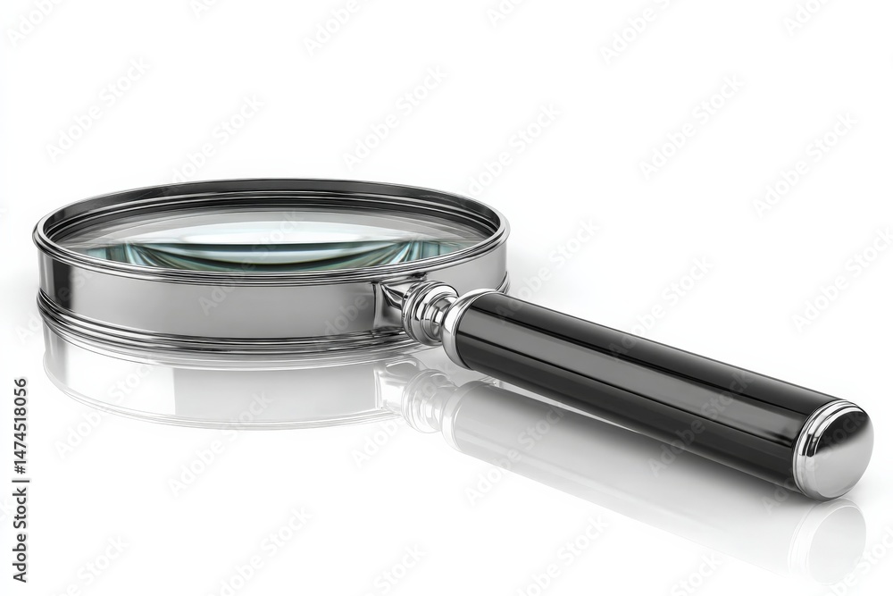 Aufkleber Magnifying glass reflecting light while resting on a smooth surface in a well-lit environment