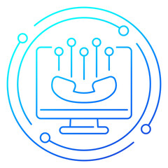 Voip phone call line icon for web