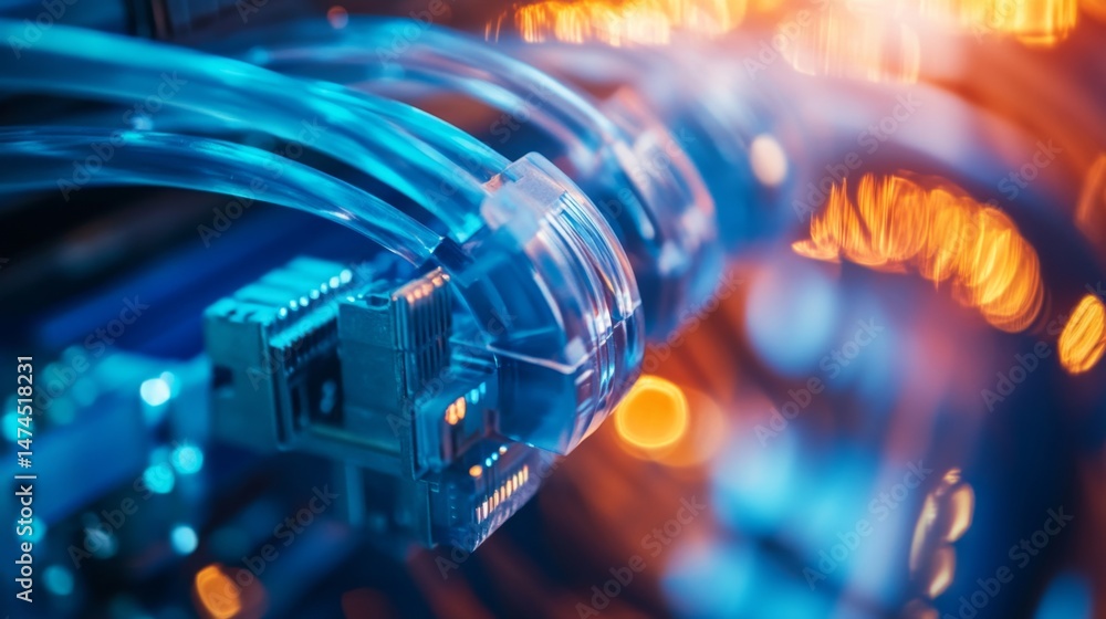 Aufkleber data transmission infrastructure data center technology image digital environment close-up view conn