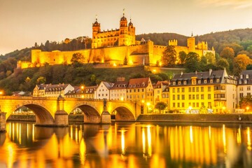 Heidelberg Cityscape at Blue Hour - Vintage Photography