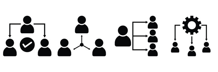 Task Assignment and Delegation Icons Set – Flat Vector Symbols for Workflow and Distribution