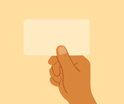 flat hand holding card mockup design