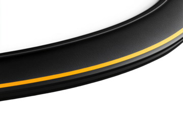 Black curved surface with a thin yellow stripe