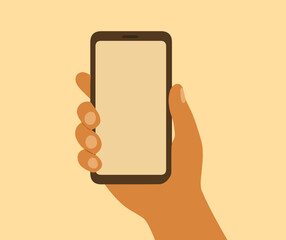 flat hand holding mobile phone mockup design