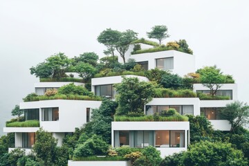 Obraz premium Modern Architecture on Green Hillside Surrounded by Lush Vegetation