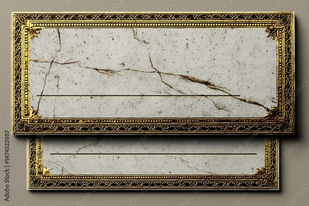 Poster Elegant marble and gold frame design showcasing intricate detailing suitable for upscale invitations or decor