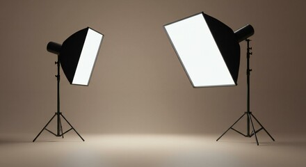 lighting equipment setup on neutral background.