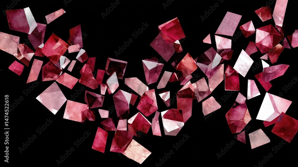 Poster abstract red and pink gemstone fragment background for visual elements and designs