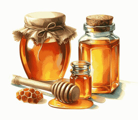 Amber Bloom honey isolated watercolor vector illustration svg