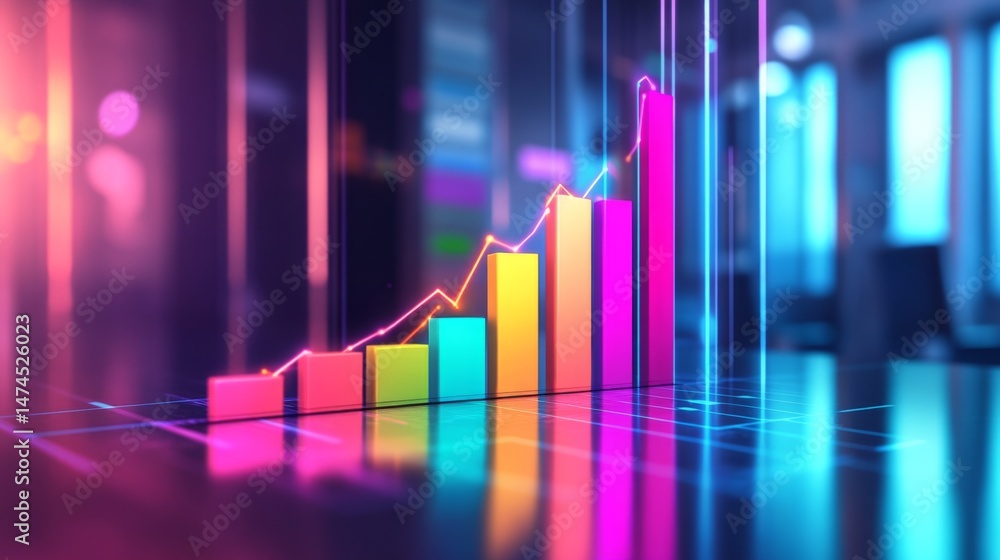 Poster business growth analysis using bar graphs in modern office environment dynamic visualization for dat