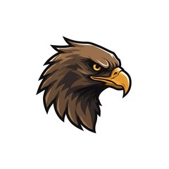 Obraz premium Illustration of a brown eagle head profile view isolated on white background