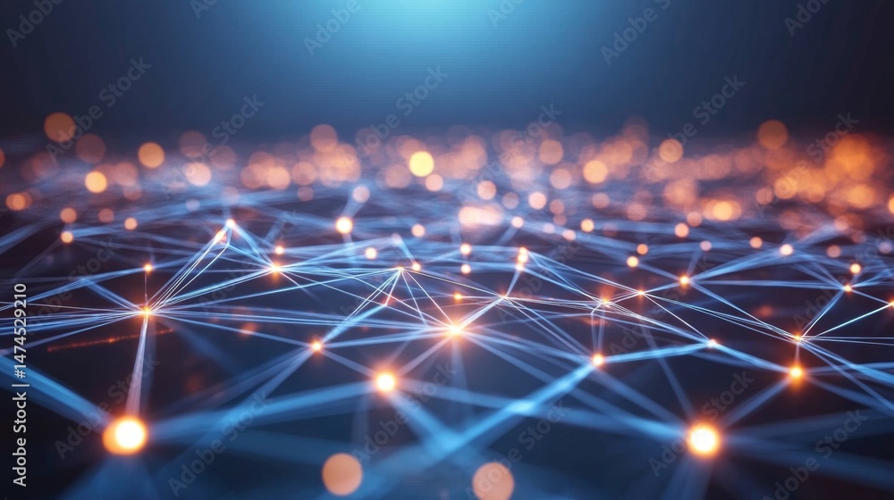 Poster exploring network connections digital realm abstract art technological landscape low angle data visu