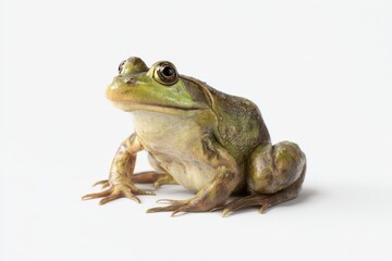Fototapeta premium Close-up of a green frog on a white background.