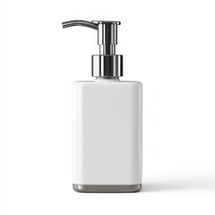 Obraz premium Elegant White Soap Dispenser Bottle with Chrome Pump for Bathroom Luxury Product Mockup