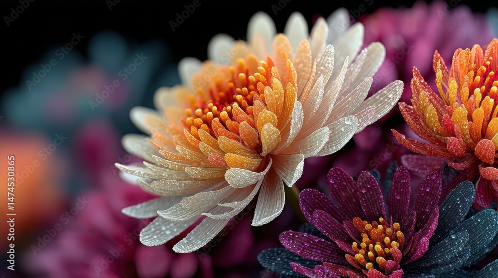 Poster beautiful flower macro view generative ai